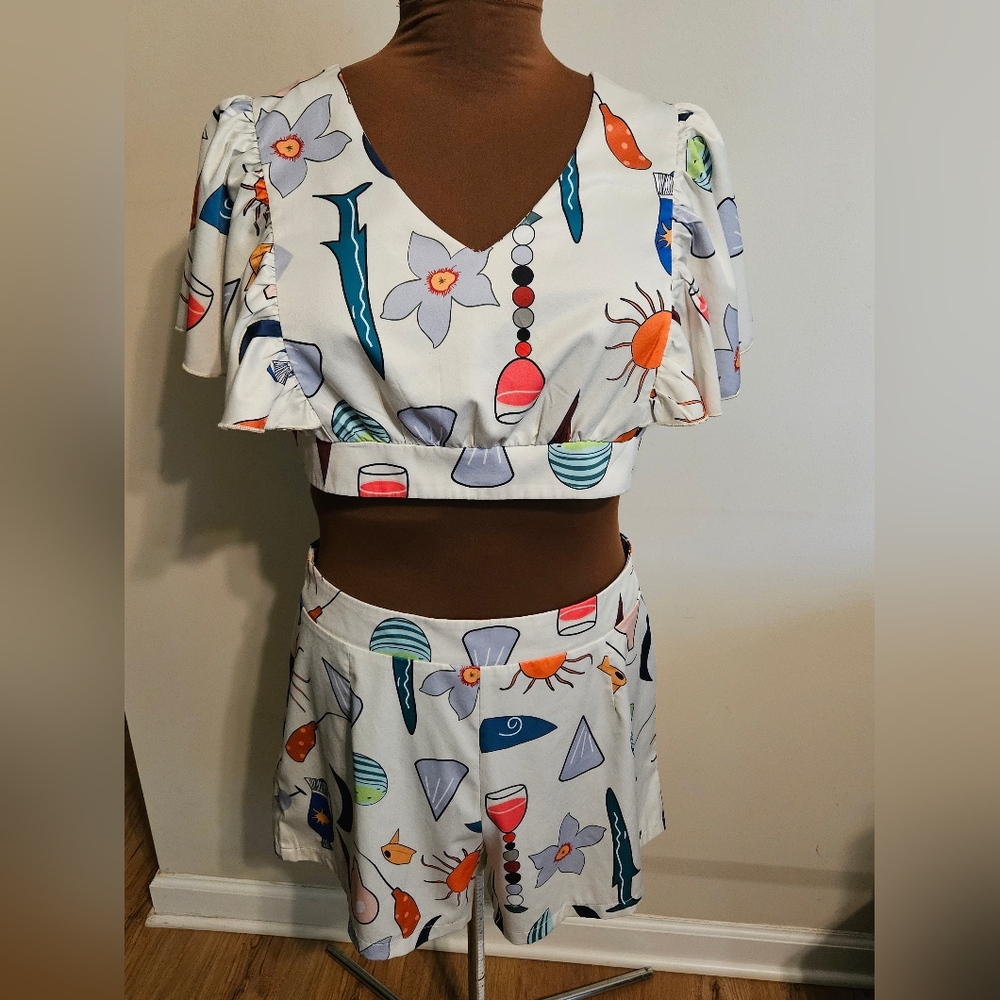 🎁SHEIN Printed Graphic 2pc Set 1XL (14)